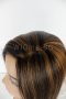Черна перука от ЕСТЕСТВЕН косъм с кестеняви кичури Селена, снимка 4