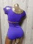 S/M Еластично лилаво боди с дълъг ръкав и боди с къс ръкав за спортни танци , снимка 2