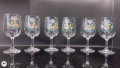 Комплект от уникални, ръчно  рисувани, тънкостенни, кристални чаши за вино. Декор птици, снимка 4