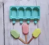 4 малки ръбати ескимо сладолед Popsicle Попсикъл молд силиконова форма калъп за направа на десерти, снимка 2