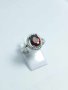 Сребърен пръстен с червен цирконий, снимка 1 - Пръстени - 43091897