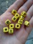 Мъниста ЗОДИИ - кубчета глазирана керамика, жълто