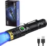 DARKDAWN UV 365nm фенерче USB акумулаторна ултравиолетова LED лампа Woods Преносима черна светлина , снимка 1