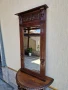 Голямо антикварно английско огледало масив с дърворезба , снимка 4