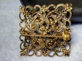 СТАРИННА РАЗКОШНА ПОЗЛАТЕНА МЕДНА БРОШКА ФИНА РЪЧНА МАЙСТОРСКА АЖУРНА ИЗРАБОТКА 20442, снимка 9