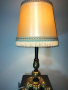 Красива, винтидж, настолна лампа. Месингова стойка и ретро лампион., снимка 3