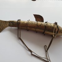 Винтидж шарнирна месингова риба -16 см, снимка 5 - Антикварни и старинни предмети - 40228388