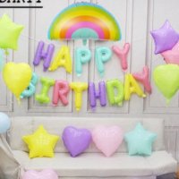 Балони надпис Happy Birthday рожден ден пастелни шарени цветове надпис за рожден ден парти декор, снимка 1 - Други - 33075144