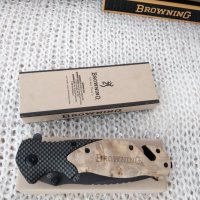 Browning X50  Сепия - сгъваем автоматичен масивен нож с дървени чирени и  метални елементи сепия , снимка 2 - Ножове - 34892765