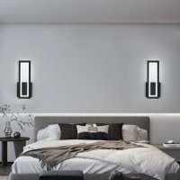 Lumiup Модерна черна LED стенна лампа, снимка 8 - Лед осветление - 43429958