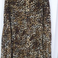 Леопардова плисирана пола с копчета отпред, снимка 1 - Поли - 28923222