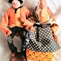 мъж и жена фолк кукли с керамични части и основа Франция, снимка 1 - Колекции - 35479893