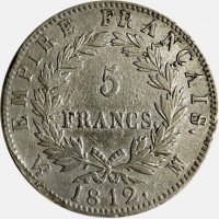 Монета Франция 5 Франка 1812 г  Наполеон I Бонапарт, снимка 2 - Нумизматика и бонистика - 37380008