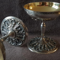 КРАСИВИ Чаши чаша сребърни с позлата за вино и шампанско 19 век, снимка 8 - Антикварни и старинни предмети - 36281299