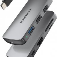 MAVINEX USB C хъб 8 в 1, 4K HDMI, USB C, USB 3.0, 2хUSB 2.0, SD/Micro SD четец на карти, 100 W USB , снимка 1 - Други - 37803847