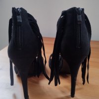 Черни дамски сандали, снимка 6 - Дамски обувки на ток - 43078742