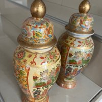 Комплект китайски вази порцелан ваза, снимка 2 - Антикварни и старинни предмети - 43178751