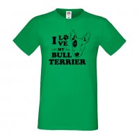 Мъжка тениска I Love My Bull Terrier Dog,Куче, животно,подарък,изненада, снимка 1 - Тениски - 36932990
