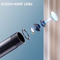 2в1 USB ендоскоп MASO 5.5MM/IP67 Водоустойчива бороскопна камера/6 LED светодиода/Android/PC/2м, снимка 5 - Камери - 44062999