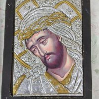 Икони с месингов обков на Исус и Дева Мария. , снимка 1 - Други ценни предмети - 26385579