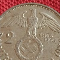 Сребърна монета 2 райхсмарки 1938г. Нацистка Германия Трети Райх с СХВАСТИКА за КОЛЕКЦИЯ 42051, снимка 3 - Нумизматика и бонистика - 43798644