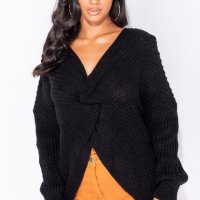 Пуловер с ефектен възел - черен, снимка 10 - Блузи с дълъг ръкав и пуловери - 27433426