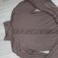 Кафява ефектна блуза , снимка 2 - Блузи с дълъг ръкав и пуловери - 35643736