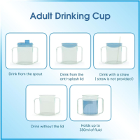Комплект за хранене и пиене за възрастни и хора с увреждания Sovio - 350 ml неразливаща се чаша +, снимка 3 - Други - 44914338