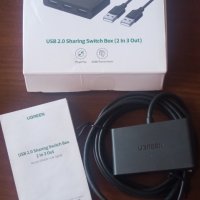 UGREEN USB 2.0 Sharing Switch Box 2 in/3 out CM409 , снимка 1 - Суичове - 43682379