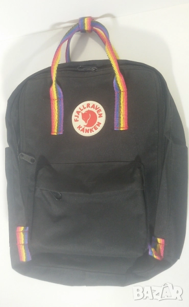 Раница Fjällräven Kanken Rainbow, черна с дъги, реплика, снимка 1