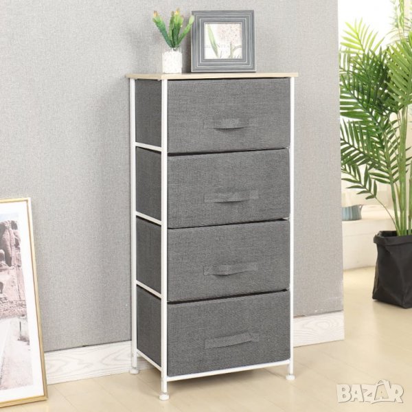 Мултифункционален шкаф за съхранение с текстилни чекмеджета 103N-GY, снимка 1