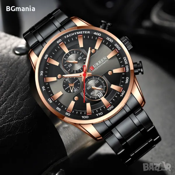 Мъжки часовник в черно 8351 BLACK неръждаема стомана, снимка 1