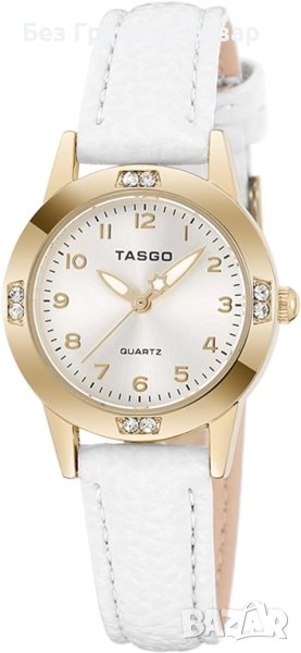 Нов Бял Дамски кожен кварцов часовник Водоустойчив Подарък, снимка 1