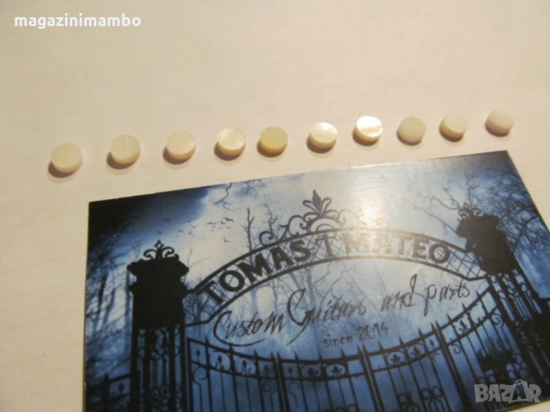 100% WHITE Mother of Pearl Fingerboard DOTS-точици за китари и бас от бял седеф, снимка 1