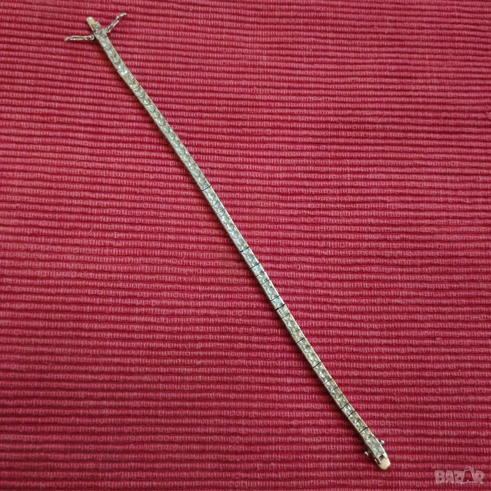 Сребърна дамска гривна, тенис гривна с циркони и родиево покритие. , снимка 1