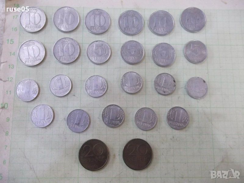 Лот от 26 бр. монети "PFENNIG" от ГДР-DDR, снимка 1