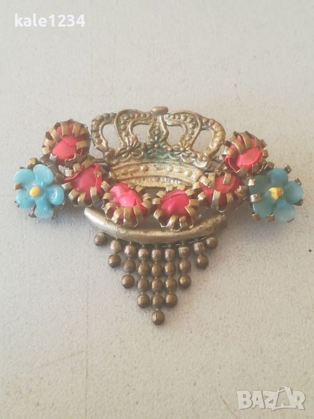 Възрожденски накит. Брошка. Народна носия. Царство България. Корона, снимка 1