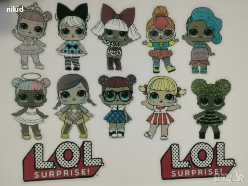 кукли LOL L.O.L ЛОЛ Surprise ядливи ядивни фонданова хартия фондан торта мъфини топери лист принт , снимка 1