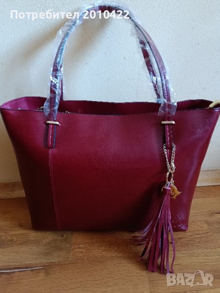 Чанта от естествена кожа C iel, цвят бордо с размери 32×26×13, снимка 1