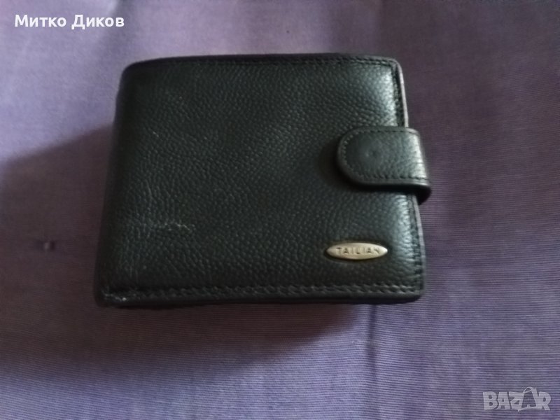 Талиан марков портфейл естествена кожа вътрешен цип 110х92мм, снимка 1