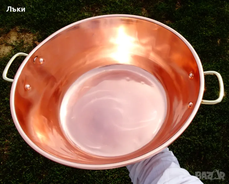 Медна тенджера,медна тава за лютеница и сладко 10 л. , снимка 1