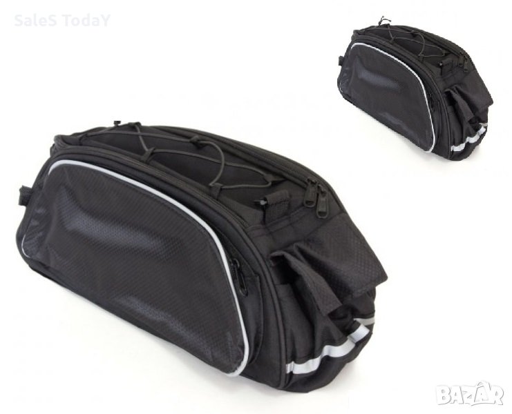 Чанта за колело за багажник, сак за Велосипед, водоустойчива, 2в1, сив с черно , снимка 1