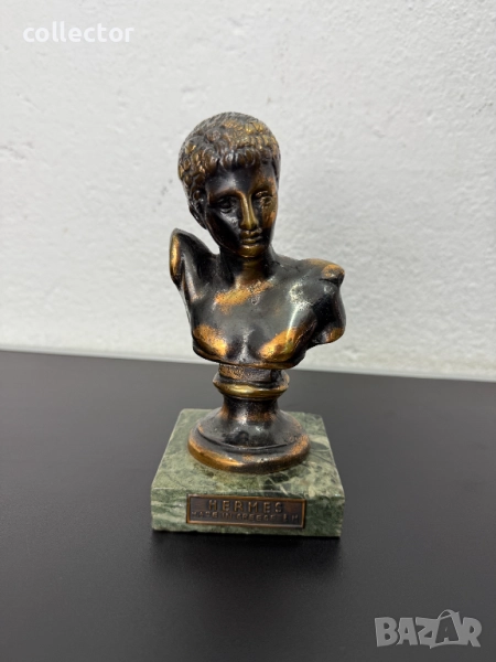 Гръцка бронзова фигура / бюст на Хермес. №7425, снимка 1