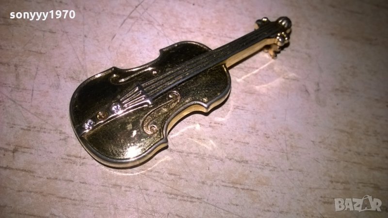 златна цигулка за ревера-внос франция-4.5х2см, снимка 1