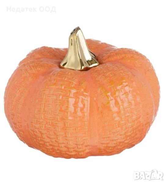 Декорация за маса, Керамична, тиква, оранжева, Ø12.8x9.5см, снимка 1