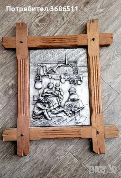 Калаена картина в дървена рамка, снимка 1