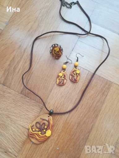 Комплект бижута от полимерна глина, снимка 1