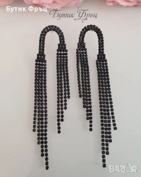 Обеци Емили черни кристали , снимка 1