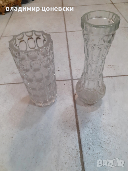 Две стари стъклени вази, ваза, кана, снимка 1