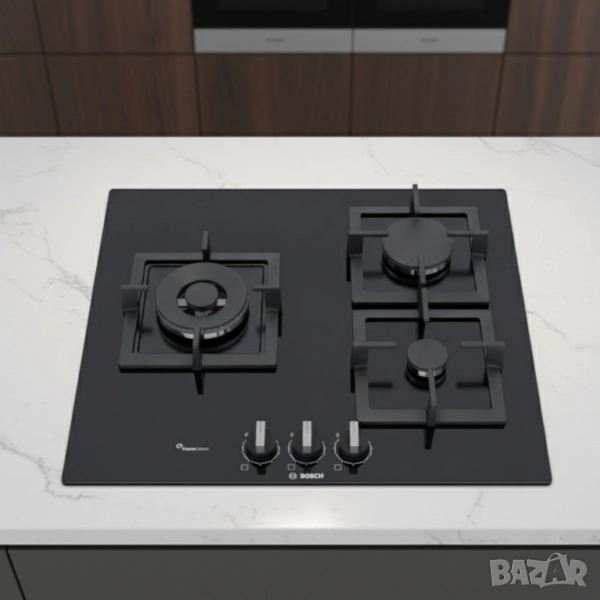 3бр./ Плот за вграждане BOSCH PPC6A6B20 с FlameSelect, Газ, 3 Нагревателни зони – прецизен контрол н, снимка 1